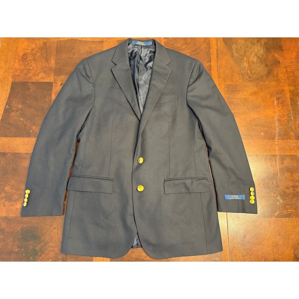 Polo Ralph Lauren Navy Virgin Wool Blazer 42R Custom Fit + Extra Buttons